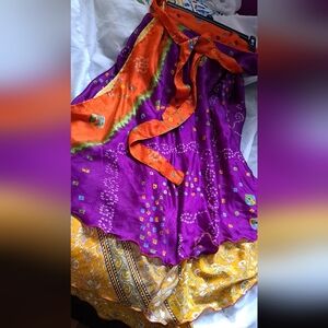 Wevez Colorful Bohemian Wrap Skirt Maxi Floor Length. Double Layer Size Large.